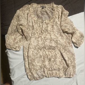 Brown and white floral blouse